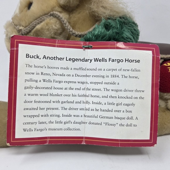 NWT Wells Fargo Buck the Tan Horse Pony Wreath 16" Xmas Plush Stuffed 2003 VTG - Picture 5 of 8